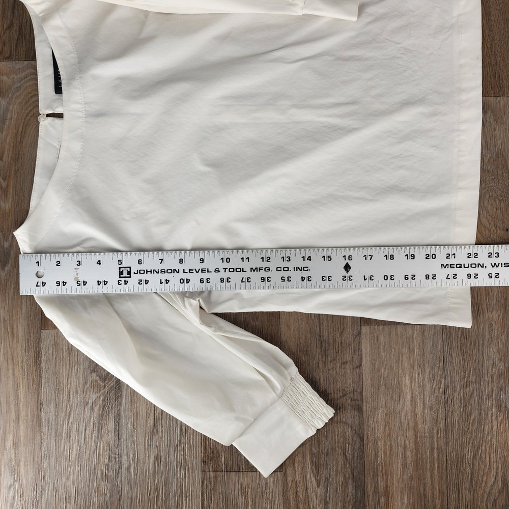 Laundry by Shelli Segal White Puff Sleeve Smocked Cuff Blouse Top L1WR8026 Small - Picture 6 of 7